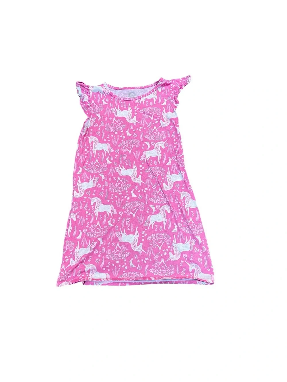 Carter's Pink Unicorn Ruffle Sleeve Nightgown Size Medium (7/8)